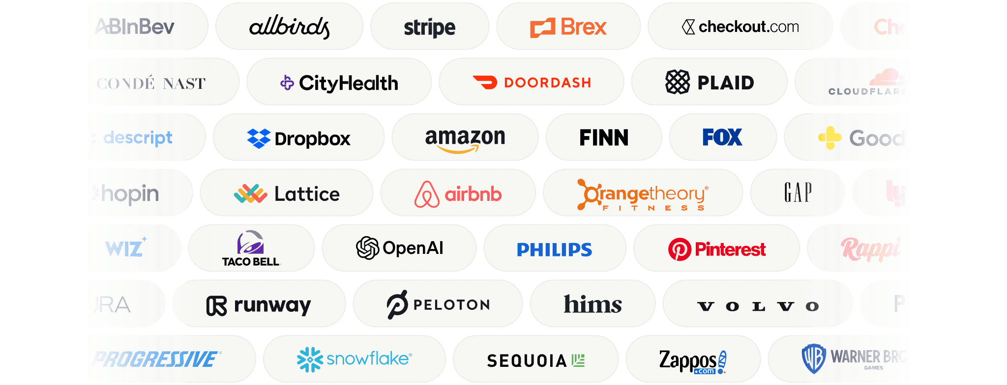 A grid of Retool customer logos